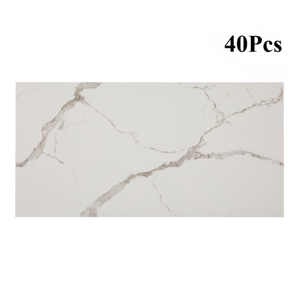 10/20/30/40 Pack Luxury Marble Effect Self-adhesive Floor Tiles 60x30cm, 2mm Thicken Vinyl Flooring Tiles Wall Stickers, Removable PVC Wall Decals, Suitable for Living Room, Bedroom, Kitchen Backsplashes, Bathroom, Office, Background Walls, Easy To Instal