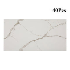 10/20/30/40 Pack Luxury Marble Effect Self-adhesive Floor Tiles 60x30cm, 2mm Thicken Vinyl Flooring Tiles Wall Stickers, Removable PVC Wall Decals, Suitable for Living Room, Bedroom, Kitchen Backsplashes, Bathroom, Office, Background Walls, Easy To Instal
