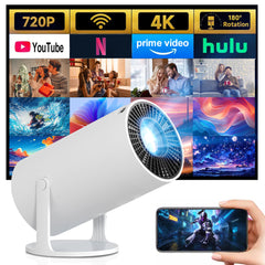 HD Wireless Portable Projector Mini Home Native resolution 1280x720 HD 720p Theater Projectors 180 Degree Rotation With Dual Wifi Built-in Android 11.0 OS