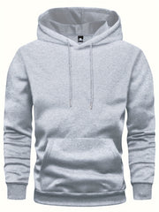 5pcs Men's Long Sleeve Sweatshirt Hoodie, Autumn/Winter Solid Color Plain Hooded Pullover with Drawstring Design and Kangaroo Pocket, Men's Casual Sportswear Top