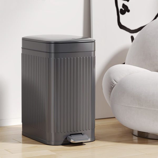 7L Household Grey Simple Trash Can Storage Bin, Anti-odor, Kitchen and Living Room Gap Trash Can with Lid, Push Foot Pedal Trash Can
