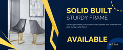 Set of 2 Modernique Velvet Upholstered Dining Chairs with Gold Metal Frame, Available in Black Grey and Cream