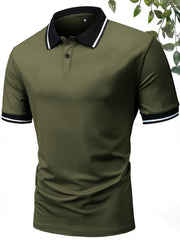 3pcs Set of Summer Collared Men'S Short Sleeve Polo Shirts Solid Color Plain Multicolor Golf Shirts Casual Athletic Wear Men'S Top