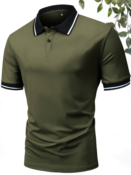 4pcs Set of Summer Lapel Men'S Polo Shirts Solid Color Short Sleeve Multicolor Golf Shirts Workwear Casual Athletic Wear Men'S Top