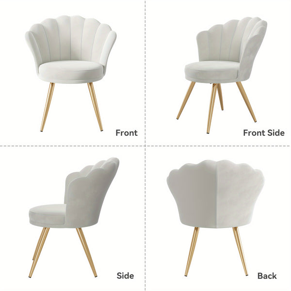 Modern Velvet Accent Chair With Back, Upholstered Vanity Chair For Makeup Room, Makeup Side Chair Desk Chair With Golden Metal Legs For Bedroom Living Room