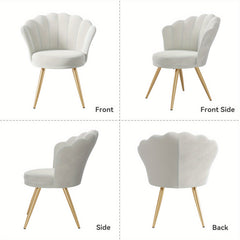 Modern Velvet Accent Chair With Back, Upholstered Vanity Chair For Makeup Room, Makeup Side Chair Desk Chair With Golden Metal Legs For Bedroom Living Room