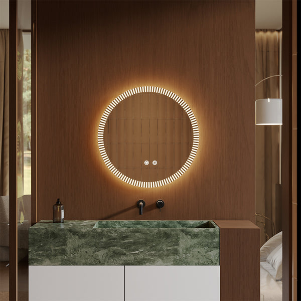 Round Wall-Mounted Bathroom Makeup Mirror, Frameless Glass Vanity Mirror for Hallways, Bathroom Accessories, Ideal Decorative Piece for Bedrooms, Dressing Rooms and Bathroom Vanity Units