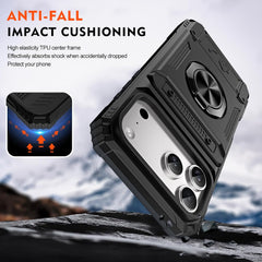 Phone Case - Premium Case Featuring a Concealed Card Slot for Two Cards, a 360° Rotating Kickstand, And a Robust Dual-Layer Design That Offers Shock Resistance for Iphone 17 Pro Max, 16, 15, 14, 13, And Air Plus. This Black Cover Is Non-Slip