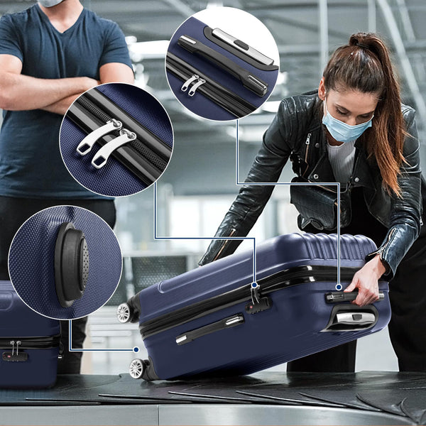 Lightweight Hardshell Spinner Luggage Set with Five Pieces in Various Sizes (12, 16, 20, 24, And 28 Inches) - Features a Carry-On, Made from Durable ABS, Budget-Friendly for Family Trips, Suitable for Both Men And Women