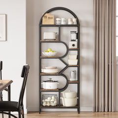Arched Bookshelf, 9-Tier Metal Open Bookcase, Bookcase Display Racks, Modern Book Shelf for Living Room, Bedroom, Office, Geometric Display Shelf