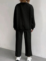 New Women'S Clothing Set Featuring Textured Fabric, Long-Sleeve Sweatshirt, And Long Pants, Stylish And Versatile for Casual Wear