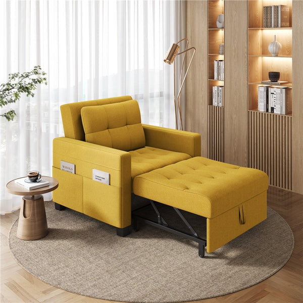Costoffs 3-in-1 Convertible Sleeper Chair Bed, Tufted Futon Sofa Chair with Adjustable Backrest & Back Pillow, Multi-Function Sleep Chair Bed for Small Space, Apartment, Studio, Guest Room, Home Living Room Furniture