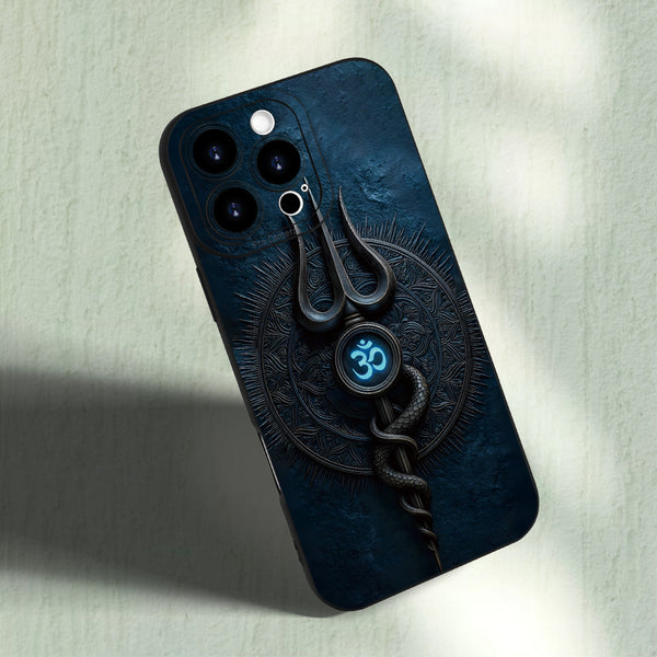 Phone Case: Hindu Trishul & Om Symbol Pattern Phone Case, for iPhone 17 Promax/Pro/ Air, 16 Plus, 15, 14 Pro Max, 13, 12, 11, Mini and Galaxy/XIAOMI.Gift for Friends, Boys, Girls or Family.