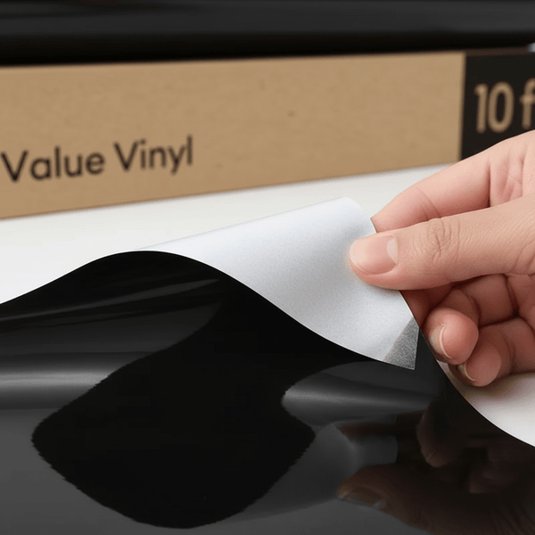 Permanent Self-Adhesive Vinyl Roll – Glossy & Matte Black, 10ft Waterproof Craft Vinyl for Mugs, Windows, Home Décor, and Professional Commercial Applications