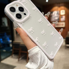 White Bow Clear Phone Case For iPhone 17 16 15 14 13 12 11 Pro Max Shockproof