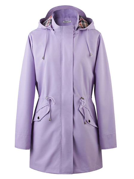 Drawstring Waist Hooded Zip Up Coat, Casual Long Sleeve Coat for Fall & Winter, Women's Clothing