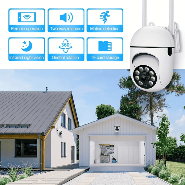 2pcs Smart Home Surveillance, Full Color Night Vision Wireless 2K Indoor/ Outdoor Camera, Intelligent Alarm, Two-Way Audio, Pan/ Tilt 2.4G Wi-Fi Security Camera with Motion Tracking, Suitable for Family and Pets