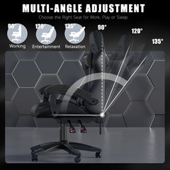 GartistGo Ergonomic Gaming Chair - Gamer Chairs with Lumbar Cushion + Headrest, Height-Adjustable Office & Computer Chair for Adults, Girls, Boys (Without footrest)
