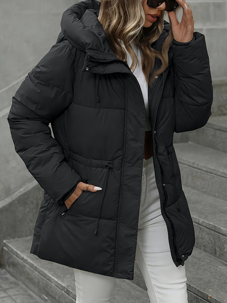 Women's Winter Coat - Thickened Warm Mid-Length Jacket with Full-Zip Closure, Waist-Hugging Slim Fit & Pockets - Elegant Cold Weather Outerwear for, Parties, Travel - Durable Long Sleeve Coat (Machine Washable) In Green, Winter Jacket for Women,