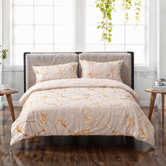 Solid Color Bronzing Stone Pattern Creative Fashion Design Bed Three-piece Set with 2 Pillowcases and 1 Duvet Cover, Soft and Comfortable, Suitable for Bedding in All Seasons, Camel, 135*200cm / 200*200cm / 220*230cm / 230*260cm