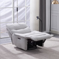 Meteor Grey Fabric Power Reclining Swivel Chair