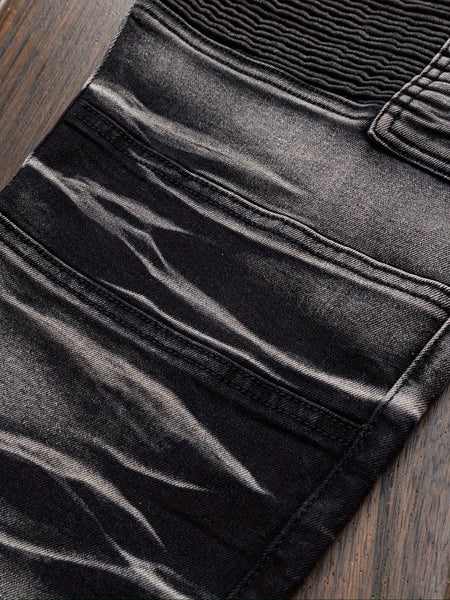 Fashionable Comfortable Street Style Casual All-Match Men'S Individual Multi-Pocket Biker Style Jeans