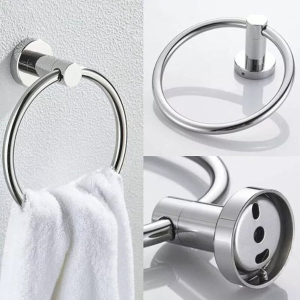 Hand Towel Ring Round Holder Wall Mounted Rail Kitchen Bathroom Stainless Steel