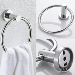 Hand Towel Ring Round Holder Wall Mounted Rail Kitchen Bathroom Stainless Steel