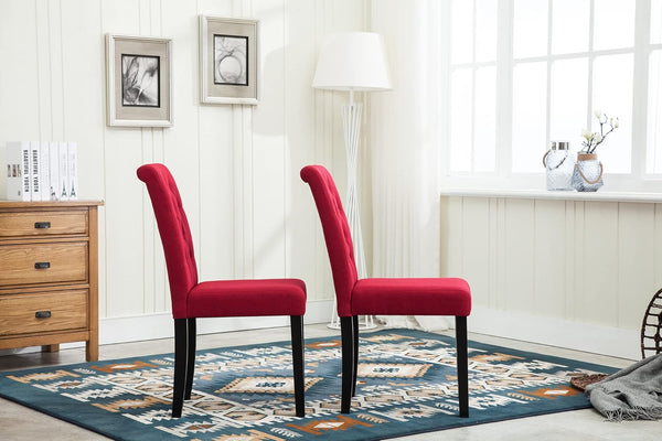 mcc direct Set of 2 Lined Fabric Dining Chairs With Solid Wooden Legs For Home & Commercial Restaurants