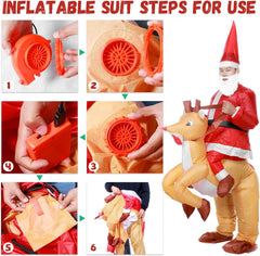 Santa Funny Adult Inflatable Costume Party Costume Santa Ride on Elk Reindeer Suit Xmas Carnival Halloween Party Costume Prop for Adult