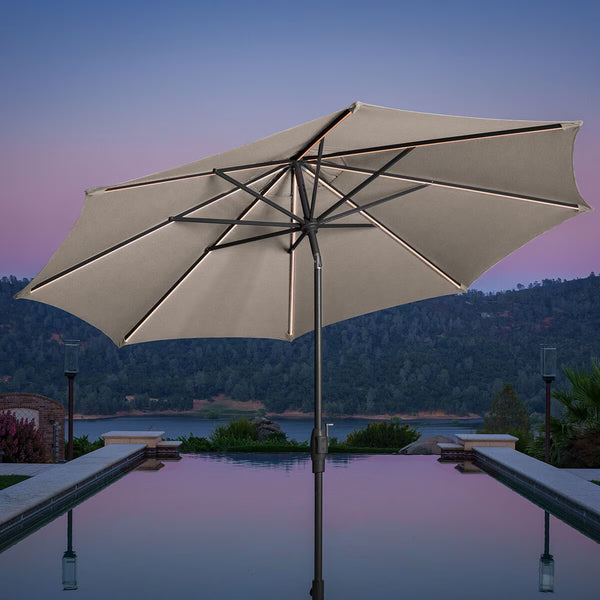 Sunvilla 10Ft (3M) Solar LED round Market Umbrella in Beige