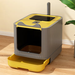 Cat Litter Box, Plastic Pet Toilet, Removable Litter Box, Large Cat Litter Box Hooded Litter Tray Drawer, UV Sterilization and Deodorization, Provide Your Cat with A Comfortable Place