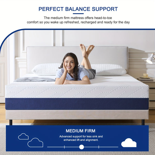 15&18&20&25cm Memory Foam Mattress, Medium Feel with Removable Polyester Cover, Tight Top Knitting Construction, Ideal for Single, Small Double, Double, King Sizes