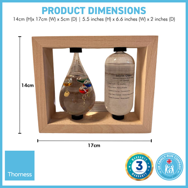 GALILEO WEATHER STATION | Glass thermometer | Weather forecaster | Weather gift | Glass Galileo with storm glass | Weather thermometer | 14cm (H) x 17cm (W) x 5cm (D)