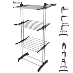Foldable Extra Large Clothes Drying Rack 4 Tier For Indoor Outdoor Laundry Room Laundry Garment Dryer Stand Adjustable Rolling Laundry