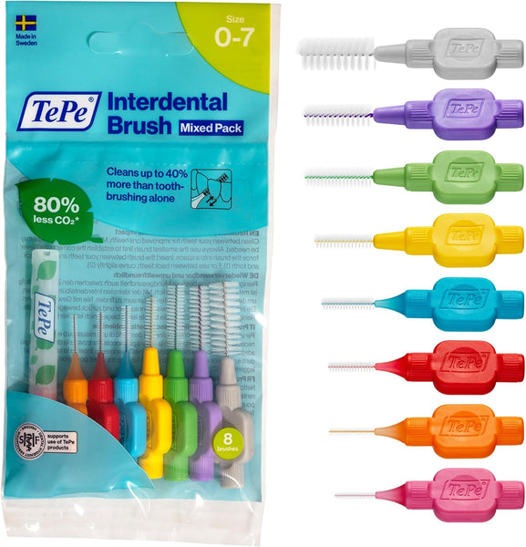 Tepe Interdental Brush, Original, Yellow, 0.7Mm/Iso 4, 8Pcs, Efficient Cleaning between Teeth, Plaque Remover and Dental Flosser for Small Gaps