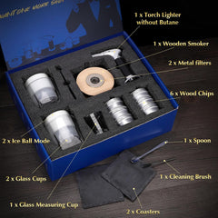 CWLAKON Cocktail Smoker Kit with Torch, Bourbon Whiskey Smoker Infuser Kit, 6 Flavors Wood Chips, 2 Glasses, Old Fashioned Drink Smoker Kit, Christmas Birthday Gifts for Men, Dad, Husband(No Butane)