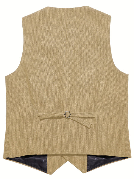 Men'S Vest Retro Fashion Groom Wedding Party Vest Men'S Herringbone Casual Business Waistcoat