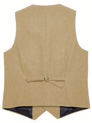 Men'S Vest Retro Fashion Groom Wedding Party Vest Men'S Herringbone Casual Business Waistcoat