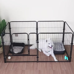 6-Panel Heavy Duty Metal Dog Puppy Playpen - Foldable & Detachable Pet Pen with Assembly, /Outdoor Exercise Fence Suitable for Dogs, Cats, Rabbits - Portable & Sturdy Play Pen
