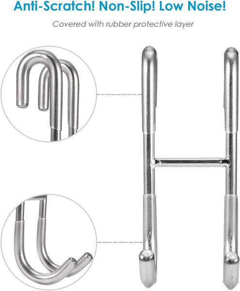 Simtive Shower Door Hooks (3-Pack), over Door Hooks for Bathroom Frameless Glass Shower Door, Towel Hooks, Shower Squeegee Hooks, Silver