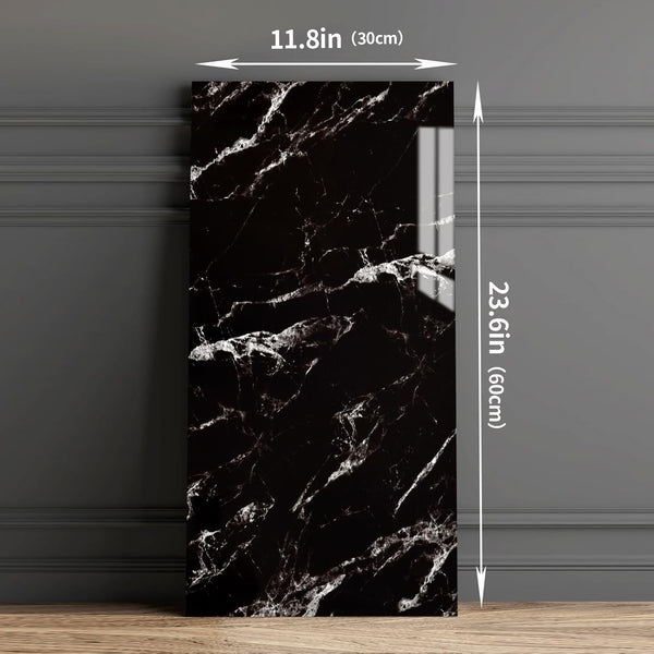 10pcs/ 12pcs Marble Pattern Self-Adhesive Wallpaper - White/ Grey/ Black (Length: 59.99 cm), Self-Adhesive PVC Wallpaper for Indoor and Kitchen Decor, Durable and Easy to Adhere, Lightweight Marble Pattern, Fashionable Accents | Self-Adhesive Wall S