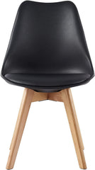 mcc direct Set of 2 Dining Chairs Wooden Legs Soft Cushion Pad Stylish DELUXE Retro Lounge Dining Office EVA