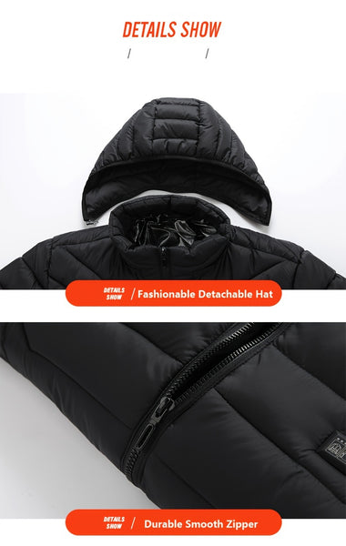 Women's Heated Jacket, Long Sleeved Clothing, USB Electric Heated Jacket with 3 Levels, and 9 Zones, Suitable for Outdoor Camping, Hiking, and Skiing. Warm Clothing (excluding Battery Pack)