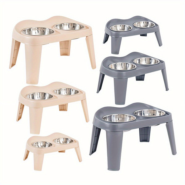 Dog Bowls with Stand, Adjustable Raised Dog Bowl for Large Dogs, Dog Feeding Station with 2 Stainless Steel Dog Bowls, Non-Slip elevated dog bowls