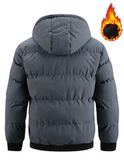 Winter Plush Jacket Thick Warm Jacket Hooded Jacket Casual Outdoor Jacket Solid Color Zipper with Plush Thickening