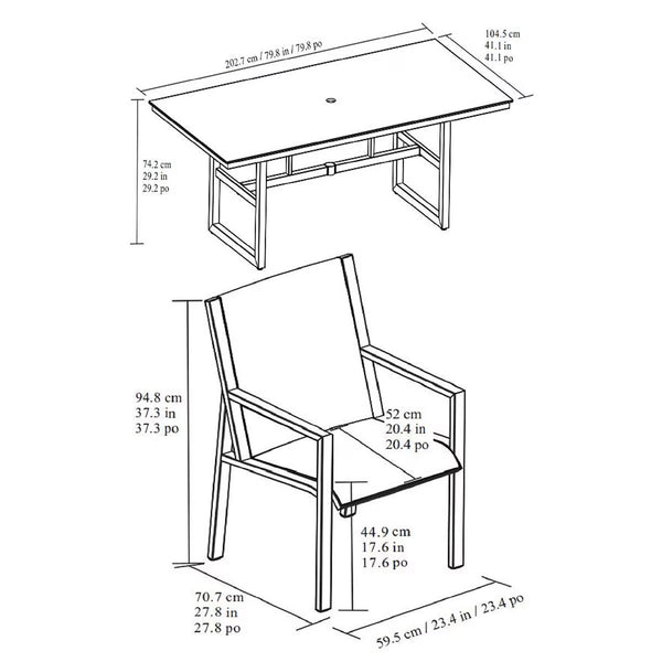 Agio Trinity 7 Piece Sling Dining Patio Set with Sintered Stone Table Top + Cover