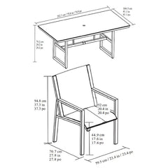 Agio Trinity 7 Piece Sling Dining Patio Set with Sintered Stone Table Top + Cover