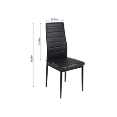 Black Dining Table and Chairs Set of 4, Round Tempered Glass Table with High Back PU Leather Chairs