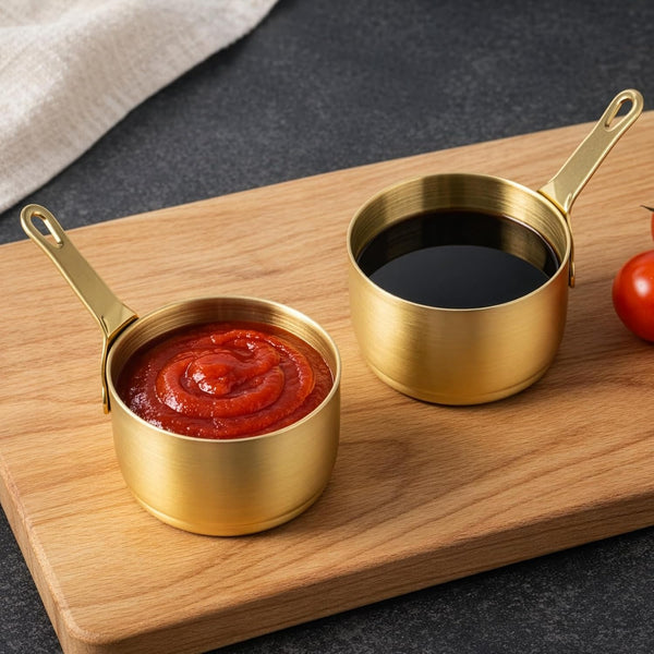 24 Pack Stainless Steel Sauce Bowls with Handle, Mini Gravy & Dipping Cups for Serving Sauces, Condiments, Dressings and Toppings